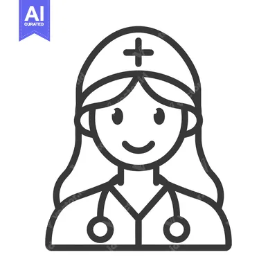 Premium design asset: A friendly female medical professional wearing a nurse cap and stethos