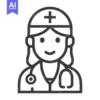 Aset desain premium: A cartoon style illustration depicting a healthcare professional chara
