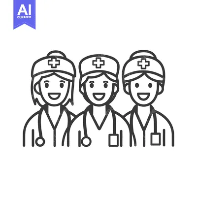 Popular premium asset: Three smiling healthcare workers standing together in a vector illustr