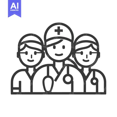 Three smiling healthcare professionals wearing uniforms and stethoscop