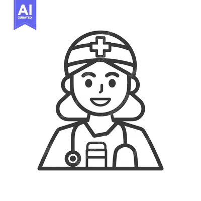 Premium design asset: A smiling female healthcare professional with a stethoscope is illustr