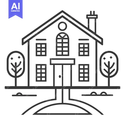 Popular premium asset: Two story house with trees and a small curved path