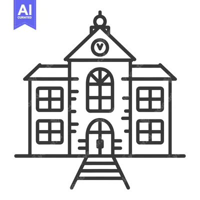 Aset desain premium: A simple black and white illustration of a building structure