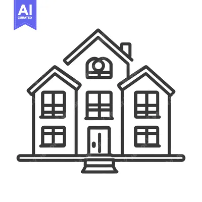 A simplified illustration featuring a three sectioned residential buil