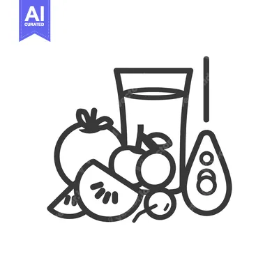 Aset premium populer: A vector graphic displays a healthy arrangement of fruits and juice