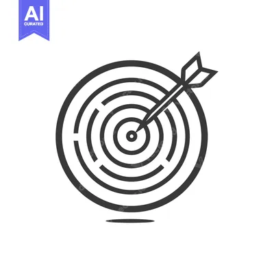 An arrow piercing the center of a simple circular target