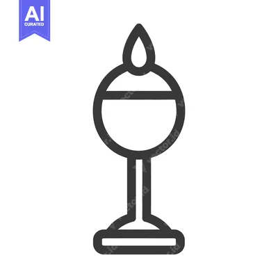 Aset premium populer: An outlined depiction of a decorative stand with a flame above