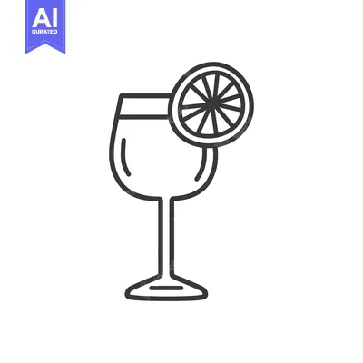 A simple line drawing of a glass with a citrus fruit slice