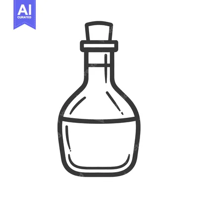 Simple monochrome illustration of a corked bottle with liquid inside