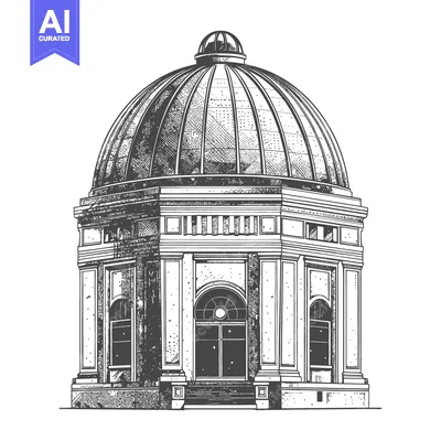 Popular premium asset: Detailed architectural drawing of an ornate building with a large dome