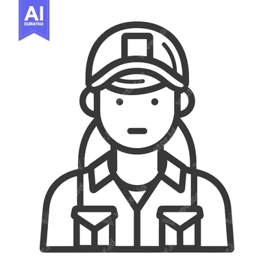 Aset premium populer: A minimalist graphic illustration of a person wearing a hard hat