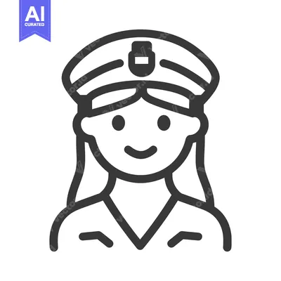 Popular premium asset: A smiling woman wearing a police hat and uniform
