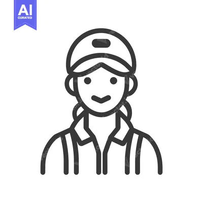 Aset desain premium: A female worker in a cap is smiling at the viewer