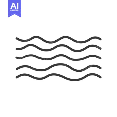 Aset desain premium: Simple black wavy lines representing water flowing horizontally