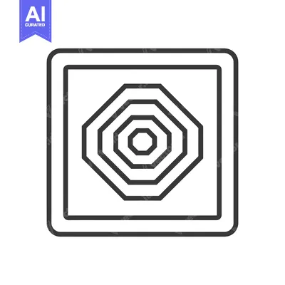 Octagonal Shape within Square Frame Line Art Icon