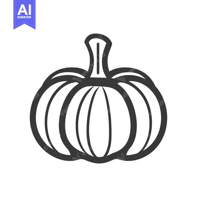 Aset premium populer: A simple drawing of a pumpkin with a tall stem