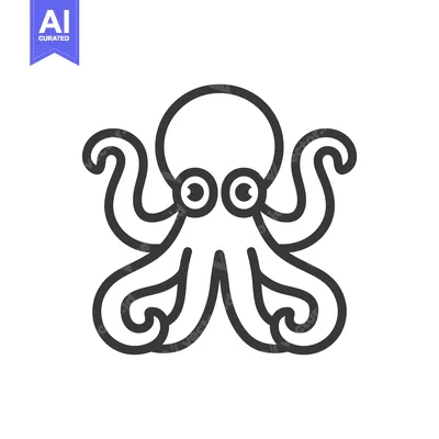 A simple black and white cartoon illustration of an octopus