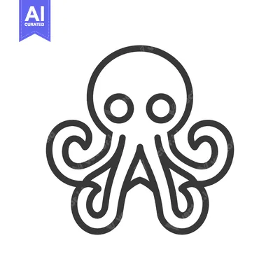 An illustrated black and white minimalist depiction of an octopus