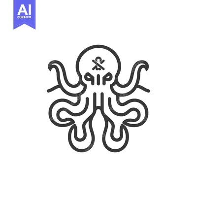 Octopus with Skull and Crossbones in Its Head