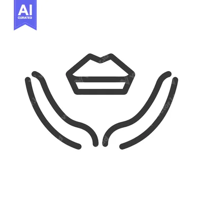 Aset desain premium: Two hands cradling a stylized illustration of a human mouth