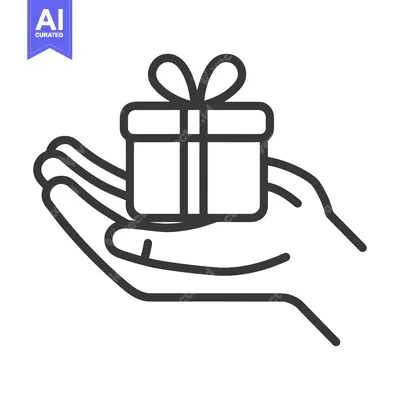 A hand holding a gift box with a decorative bow on top