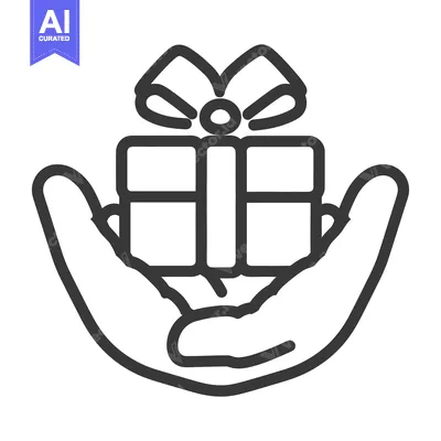 Aset premium populer: A pair of hands holding a tied gift box presentation