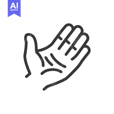 Aset desain premium: A black and white graphic representation of an open human hand