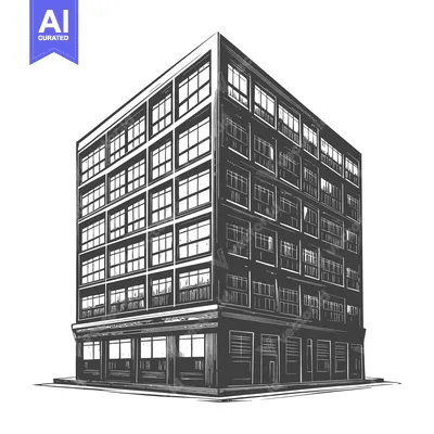 Premium design asset: A detailed illustration depicting a large architectural structure corn