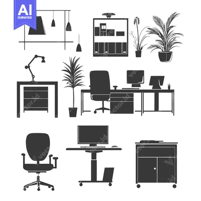 Office Furniture and Decor Silhouettes