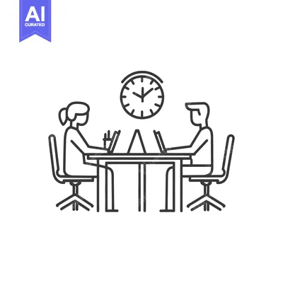 Aset desain premium: Two individuals seated at a table working with laptops and time