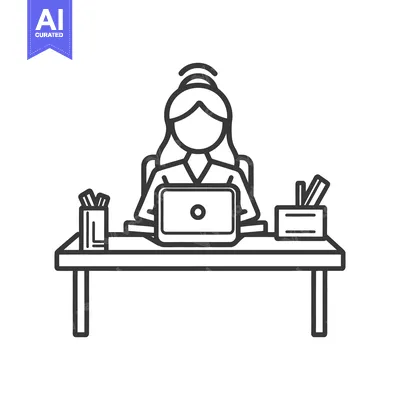 A vector illustration of a person working at a desk