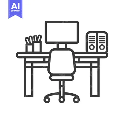 Premium design asset: An illustrated depiction of an office desk and its components