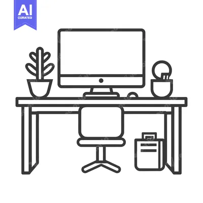 Popular premium asset: A simplistic desk workspace featuring a computer and chair