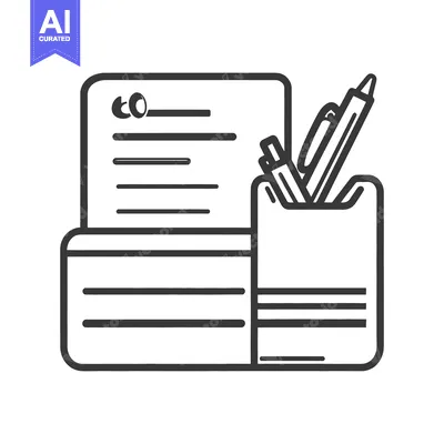 Aset premium populer: A simple illustration depicting stationery and writing materials ready
