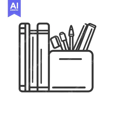 Aset premium populer: An illustration displays a collection of stationery items and books