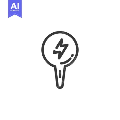 Aset premium populer: Electric Pin: Bold Line Art Icon of Energy Location