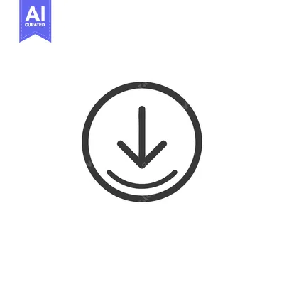 Aset desain premium: Minimalist Download Icon: Arrow Pointing Down in Circle with Line