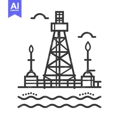 Aset premium populer: Offshore Oil Rig Platform with Three Oil Derricks