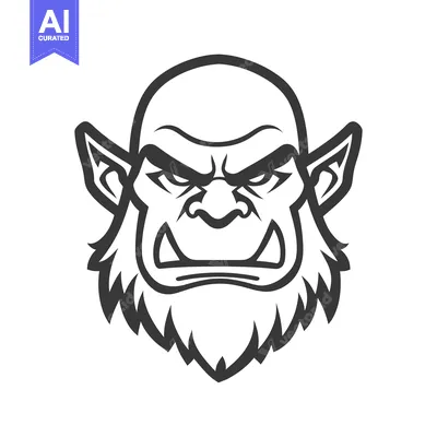 A Fierce Orcish Warrior Head Depicted In Bold Black Lines