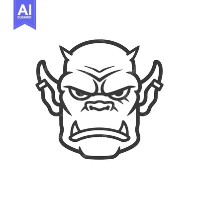 Popular premium asset: A stern looking fantasy creature head drawn in bold black lines