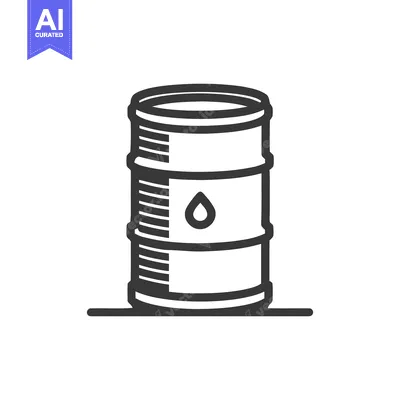 Aset desain premium: Minimalist Oil Barrel Icon: Black and White Industrial Symbolism