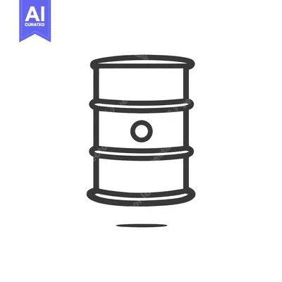 Minimalist Oil Barrel Icon: Bold Outline on White Background
