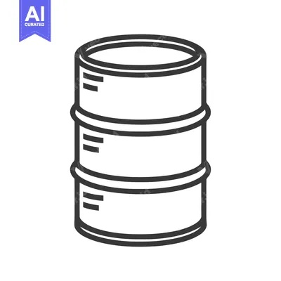 Minimalist Oil Barrel Icon: Clean Line Art on White Background
