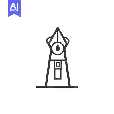 Aset desain premium: Oil Rig Platform Icon with Droplet Symbol