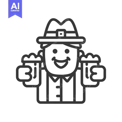 Aset desain premium: A happy person holding two mugs of foamy alcoholic beverages
