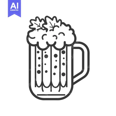 Popular premium asset: A detailed black and white line drawing of a beer mug