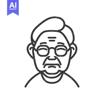 Premium design asset: A simple black and white line drawing of a persons face
