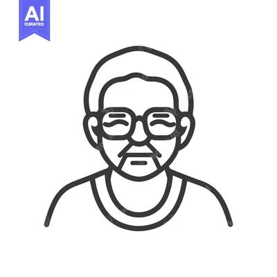 Aset premium populer: An illustration of a person with glasses and a smiling expression