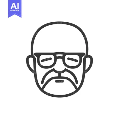 Aset desain premium: Graphic illustration of a man wearing glasses and a mustache