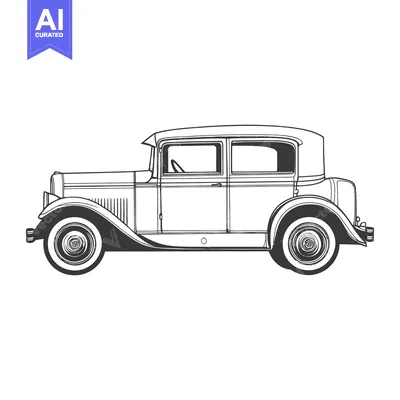 Aset premium populer: This image depicts a classic vintage automobile from a side view